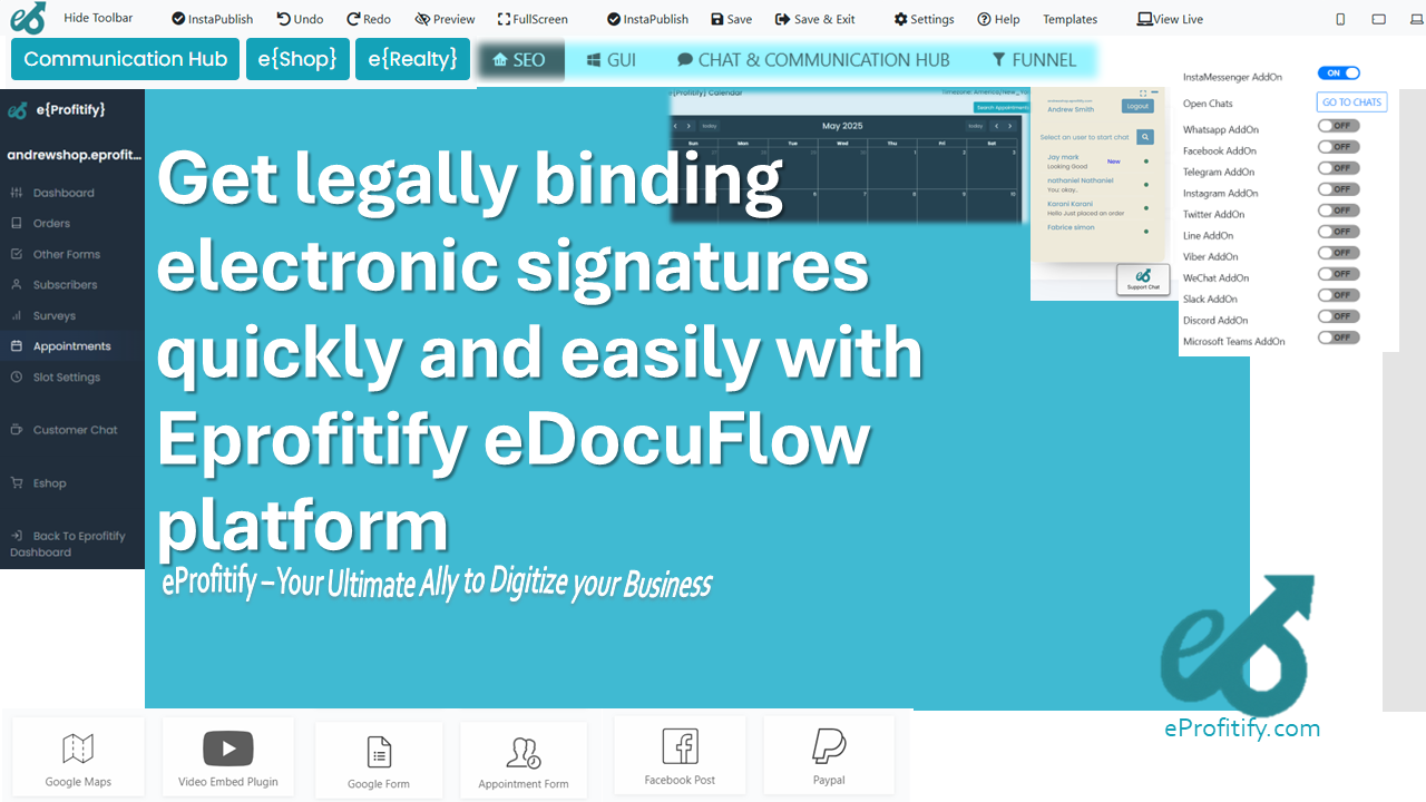 Get legally binding electronic signatures quickly and easily with Eprofitify eDocuFlow platform